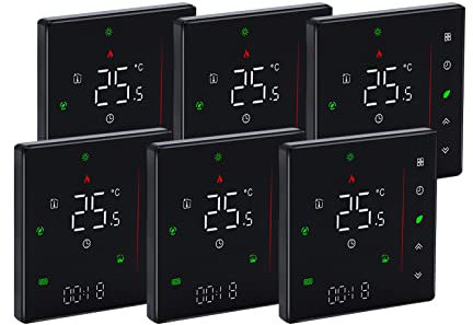 Qiumi Smart WiFi Thermostat Temperaturregler Smart Life Tuya APP Fernbedienung für Wasser Gas Boiler Heizung Kompatibel mit Alexa Google Home, 5A 95~240VAC