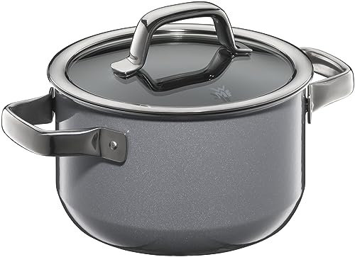 WMF Fusiontec Mineral - Pentola piccola 16 cm, coperchio in vetro, per carne a induzione, 1,3 l, in ceramica high-tech, resistente al forno, antigraffio, Made in Germany, lavabile in lavastoviglie