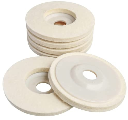 Wollfilz-Polierscheibe, 5 Stück, 100 mm, Polierscheiben-Pad für Winkelschleifer, Schleifwerkzeug, geeignet für Metall, Glas, Keramik, Marmor und Holz