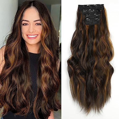 ShowJarlly Clip in Extension Capelli 4PCS 60cm Clip In Hair Extension Capelli Estensioni Ricci Ondulati Sintetici Posticci per Capelli Extension