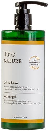 Tahe Nature - Gel da bagno senza solfati con polifenoli naturali e oli di cocco e lino, 750 ml