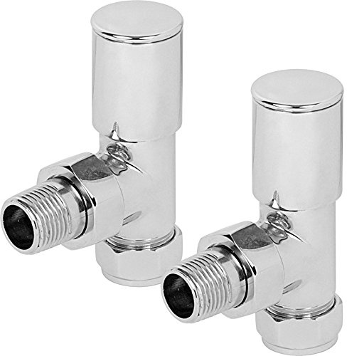 hep® Round Angled Manual Radiator Valve + Lockshield Set 15mm Chrome (Angled)