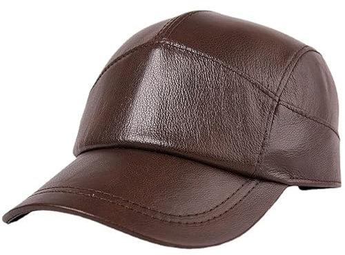 VKEID Herren Lederhut Herren-Baseballmütze aus dünnem Leder for Jugendliche im Frühling und Herbst mit Entenzungenhut Hüte für Männer (Color : Brown, Size : One Size)