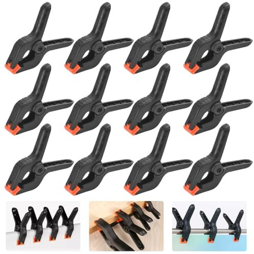 SLTAXAR 12 Stück Klemmzwingen Extra Stark Klemmen Kunststoff Halteklammern 4 Zoll Klemme Zwinge Groß Federzwingen Modellbau Halteklammer Hohe Spannkraft Zwingen für Ateliers Handwerk Fotografie