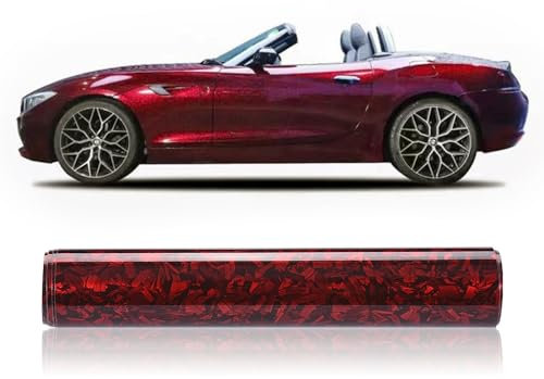 JSCARLIFE Forged Car Vinyl Wrap Sticker, Adhesive Wrap Vinyl Roll for Full Car Bubble Free Self-Adhesive Paint Protection Film Cars Interior Decals for Cars Styling (Red, 152x50 CM)