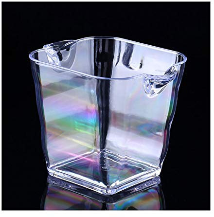 CALQYSH Seaux à Glace Seau à Champagne carré Transparent PC, Seau à glaçons, vin Occidental, Seau à Glace for Bar, Appareil Familial Multifonctionnel Seau à Glace Seau à Vin