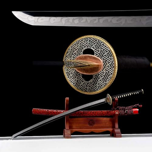 103cm handgefertigtes Katana-Schwert,Klinge aus T10-Stahl und Schutz aus reinem Kupfer,Scheide aus massivem Holz mit Lack,echte Samurai Swords zum Sammeln,Kampfsport,Theateraufführungen,Rollenspiele