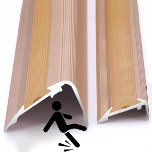 BGBZHMMEE Protection De Bord D'escalier Antidérapant, Profilé De Nez De Marche en Aluminium, Profil D’Angle Imperméable, Profilé D'escalier Intérieur Extérieur(Gold,1pcs/W32mm/1.3in)
