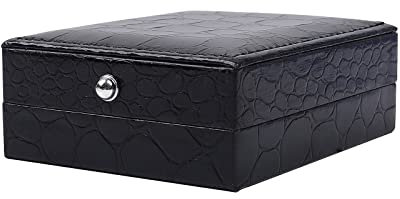 Windmilne Manschettenknopf-Box, Manschettenknopf-Box mit Krokodil-Print, Manschettenknopf-Box, Verpackungsbox für das Hochzeitsgeschäft (Noir 8 x 6,7 x 3 cm)