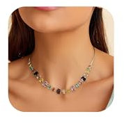 LILIE&WHITE Halsketten für Frauen Personalisierte Halskette Mehrfarbige Kristall Halskette - Elegante Statement Schmuck für Frauen Geschenke, Einheitsgröße, Messing, Kein Edelstein