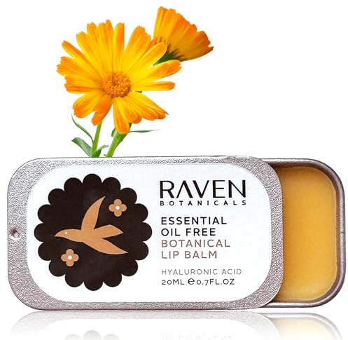 Raven Botanicals Natural Lip Balm Treatment, Hydration and Barrier Support, Organic Plant Extract Formula – Botanical Lip Balm 20ml (Essential Oil Free)