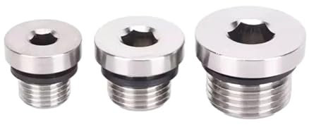 SSOPTMCB 1/8 1/4 3/8 1/2 3/4 BSP Metric Male Thread 304 Stainless Steel Hex Socket ED End Cap Sealing Ring Flange Pipe Fitting(M10x1.5)