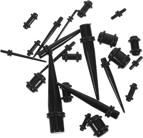 Garneck 23 Stück Ohrdehner Set Aus Dehnstäben 1-10 Mm - Hochwertiges Piercing Schmuck Set in Schwarz Für Sicheres Und Stilvolles Ohr Stretching