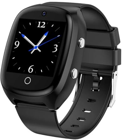 Ethelred D300 Elderly Smart Watch GPS Positioning Tracker Senior Fall Detection 4G Sim Card SOS Phone Video Call Heart Rate Smartwatch (Black)