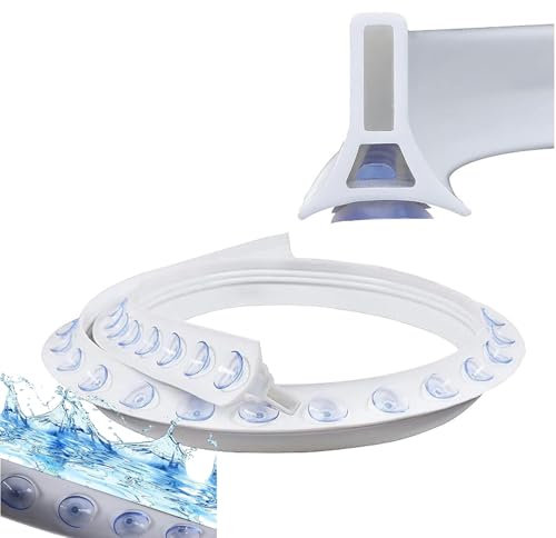 Water Dam - Barriera per pavimento in silicone, pieghevole, per vasca da bagno, doccia, paraspruzzi, per bagno, fai da te, dimensioni 300 cm, colore: bianco