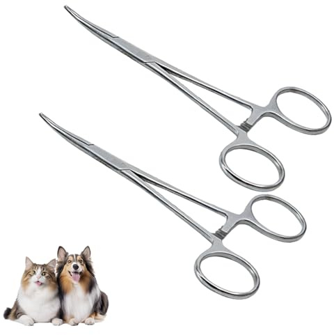 LUMOOM - Juego de 2 pinzas para anzuelos, pinzas para lanzar, cabezales curvados, pinzas hemostáticas para animales, herramienta de aseo