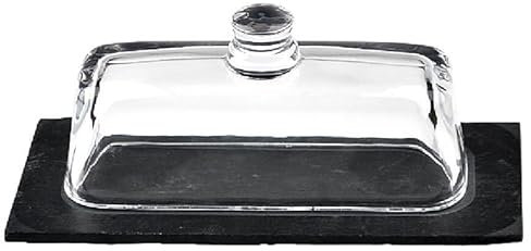 Lizhuzhuzs28 Mantequillera Mantequera con Tapa de Vidrio y Base de Roca for Cocina, Queso, Postre, cajón for Verduras Mantequera