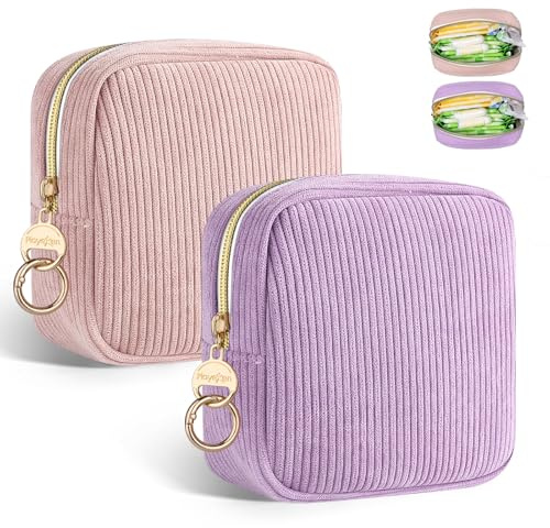 Tampon Aufbewahrung Binden Hygienebeutel für Damenbinden Aufbewahrungstasche Perioden Tasche mit Reißverschluss Organizer Stilleinlagen Damen Tampons BindenDamen Geschenke für Mädchen(Lila&Rosa)