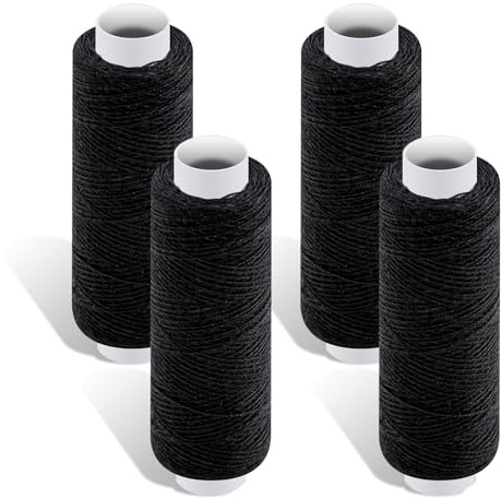 4 Pcs Black Sewing Thread, 200 Yards Threads, Cotton Thread for Sewing, Polyester Sewing Machine Thread for Hand Quilting, Embroidery, and Crafts