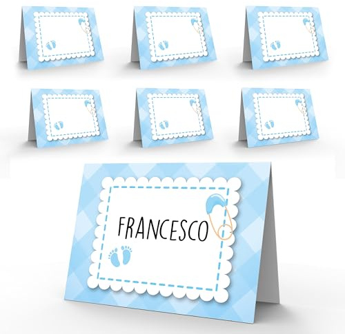 Segnaposto Battesimo Bimbo Elegante - 40 Segna Posto Battesimo Bambino - Decorazioni Cerimonia Originali