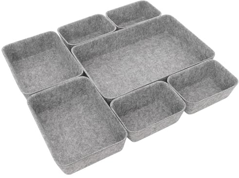 Dryxog 7 Pezzi Organizer Cassetti in Feltro Organizer Trucchi Cassetti Monoblocco Adatte Divisori Contenitori Drawer Organizzazione Stoccaggio per Scrivania Toletta Armadio