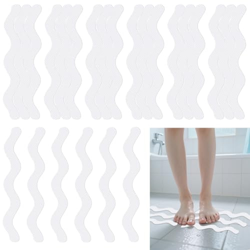 24 adesivi antiscivolo per vasca da bagno, adesivi trasparenti antiscivolo per doccia, strisce autoadesive per vasca da bagno, tappetino antiscivolo per doccia, vasca da bagno e scale (1,5 x 18 cm)