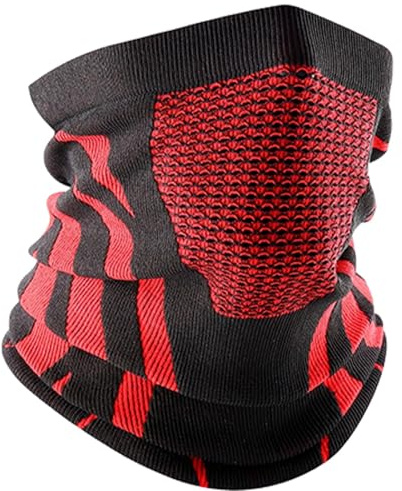 Acunny Bufandas Cervicales para Mujeres | Bufanda de Cuello para Clima Frío - Bufanda Térmica Transpirable Equipo Exterior para Clima Frío Ciclismo Viajes Construcción para Hombres y, rojo negro, Se