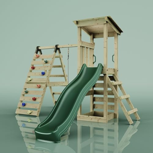 OutdoorToys Spielturm Sevilla in Dunkelgrün mit Kinderschaukel