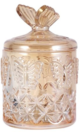 Ipetboom Boîte Rangement Cotons-tiges en Verre 1 Grosse Taille Transparent Multifonction Porte-cosmétiques pour Bureau et Salle de Bain Marron Clair
