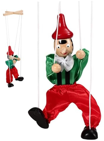 Ameble Holzmarionette – Bewegliche Gliedmaßen, Fadenpuppe für fantasievolles Spielen, Kleidung in zufälliger Farbe für Überraschungsspaß. Marionetten, Fadenpuppen, Puppen, Theater, S