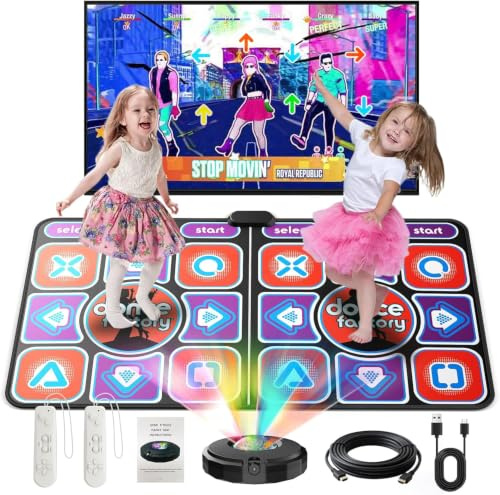 Lubirayi Tanzmatte für Kinder, Interaktive Tanzmatte für TV mit Kamera – doppelte rutschfeste Musikmatte für Kinder und Erwachsene, Geburtstagsgeschenke für Mädchen und Jungen (166 x 93 cm)