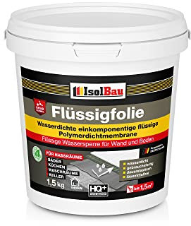 Isolbau Flüssigfolie - Dichtfolie für Bad, Duche & Küche - Lösemittelfreie, wasserdichte Abdichtung Dichtmasse auf Wasserbasis - 1,5 kg