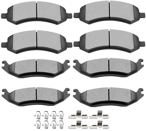 SCITOO Front Ceramic Rear Semi-Metal Brake Pads Sets Fit for 2007-2009 for Dodge for Durango,2006-2010 for Dodge for Ram 1500,2011-2014 for Ram 1500