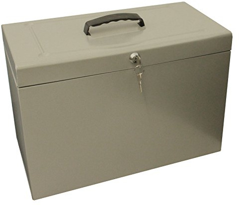 Foolscap Home File Box & 5 Suspension Files - Grey