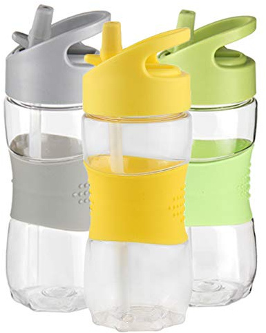 Sivaphe Children Water Bottle Tritan | 350ml Kids Drinking Bottles with Handle and Silicone Straw for Camping, School, Outdoor Activities, Travel, Hiking,Yellow