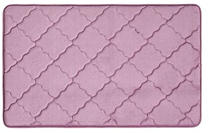 PANA® Memoryschaum Badematte mit Flanell Bezug (50 x 80 cm) • Weicher Badteppich • Waschbare Weichschaummatte für Bad und Dusche • Duschvorleger für Badezimmer • Farbe: Orchidee