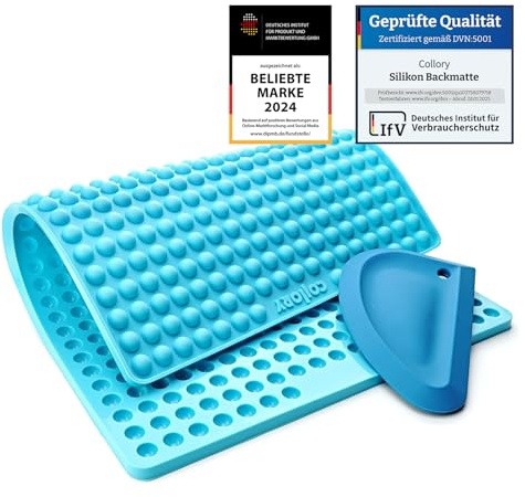 Collory® mini Halbkugel (1cm) Silikon Backmatte und Teigschaber Set zur Herstellung von Hundekekse und Hundeleckerlies DIY, Katzen Leckerli, Hitzebeständig & Antihaftend, Lebensmittelecht BPA-frei
