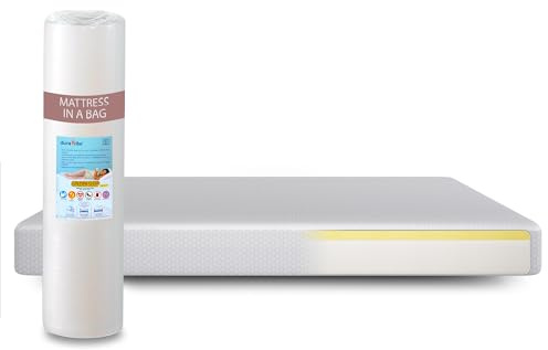 DURA TRIBE GoldenSleep Smart King Size Orthopaedic Mattress, UK Made – Firm Support Memory Foam Mattress with Removable Cover, Hypoallergenic, Breathable, Rolled for easy setup – King (150 x 198 cm)