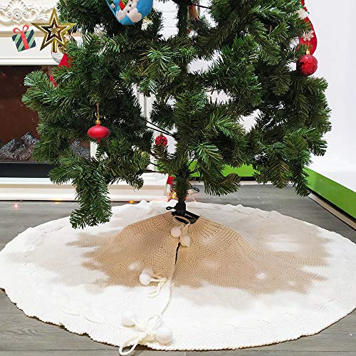 Odot Weihnachtsbaum Rock Dekoration, Decke Weinachtsdeko 120cm Rund Weihnachtsbaumdecke Weihnachtsbaum Röcke Ornaments für Weihnachten Baum Rock Deko Schutz (120cm,Weiß)
