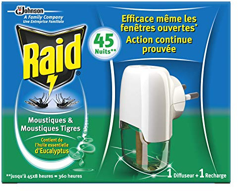 Raid - Difusor eléctrico líquido para 45 noches de eucalipto, ventanas abiertas, lote de 3