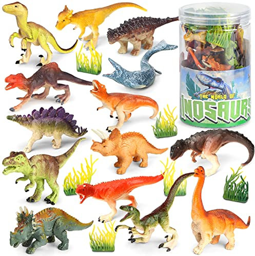 Vanplay 21ST Dinosaurier Spielzeug Kindergeburtstag Deko Dino Set mit Aufbewahrungseimer für Kinder