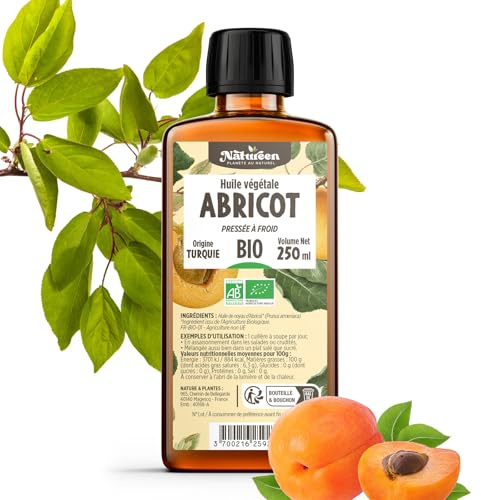 Huile de Noyau d'Abricot Bio 250 ml - AB - Natureen | Planète au Naturel - Pure, Naturelle et Pressée à froid - Alimentaire
