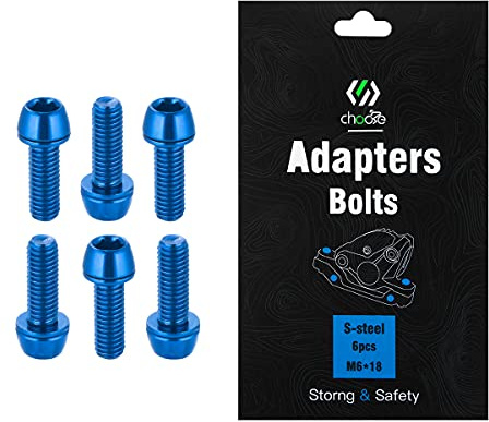 Chooee Bicycle Disc Brake Caliper Bolts, M6 X 18mm Caliper Bolt Screws for Mountain Bike/MTB Blue