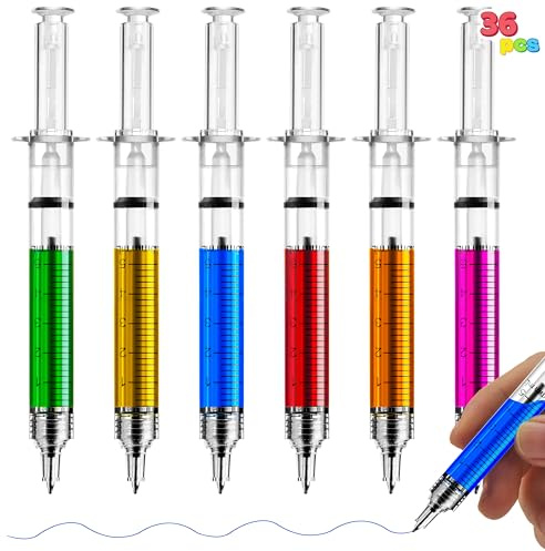 JOYIN 36pk Retractable- Syringe Pens Bulk Party Favors Fun Nurse Pens, Multi Color Novelty Nursing School Supplies, Classroom Goodie Bags Party Favors