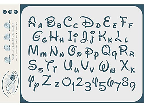 Craft Kreatively Alphabet-Schablone, 3/4, 21,5 x 15 cm (S) – Buchstaben, Zahlen, Disney-Stil, Schriftschablonen für Malvorlage