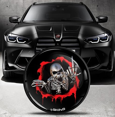 Biomar Labs Motorhaube Kofferraum Plakette Abzeichen 82 mm Kompatibel mit BMW Emblem 51148132375 Schädel EO 24