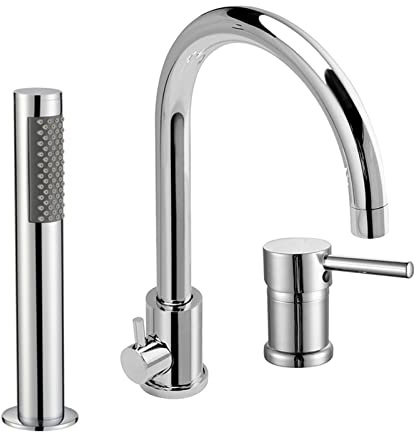 3 Loch Badewannenarmatur Wannenrand Badewanne Armatur Set 3 Loch Wannenrandarmatur mit Ausziehbarem Handbrause Bad Dusche Badezimmer Armatur Chrom