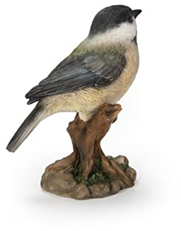 Hi-Line Geschenk Verschiedene Vogel auf Stumpf Statuen (Chickadee), Gartenfigur Dekofiguren Garten