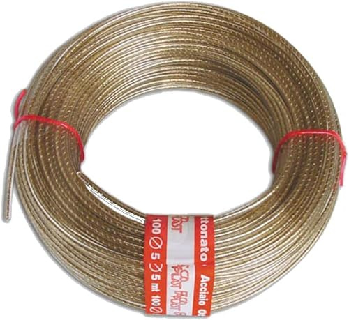 Cavetto cavo stendibiancheria in acciaio ottonato rivestito con Pvc trasparente Ø 5 mm VENDITA A MISURA (25)