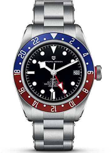 RollsTimi GMT 1706 Orologio automatico da uomo, con cinturino in acciaio inox, impermeabile, doppio fuso orario, alla moda, casual, a carica automatica